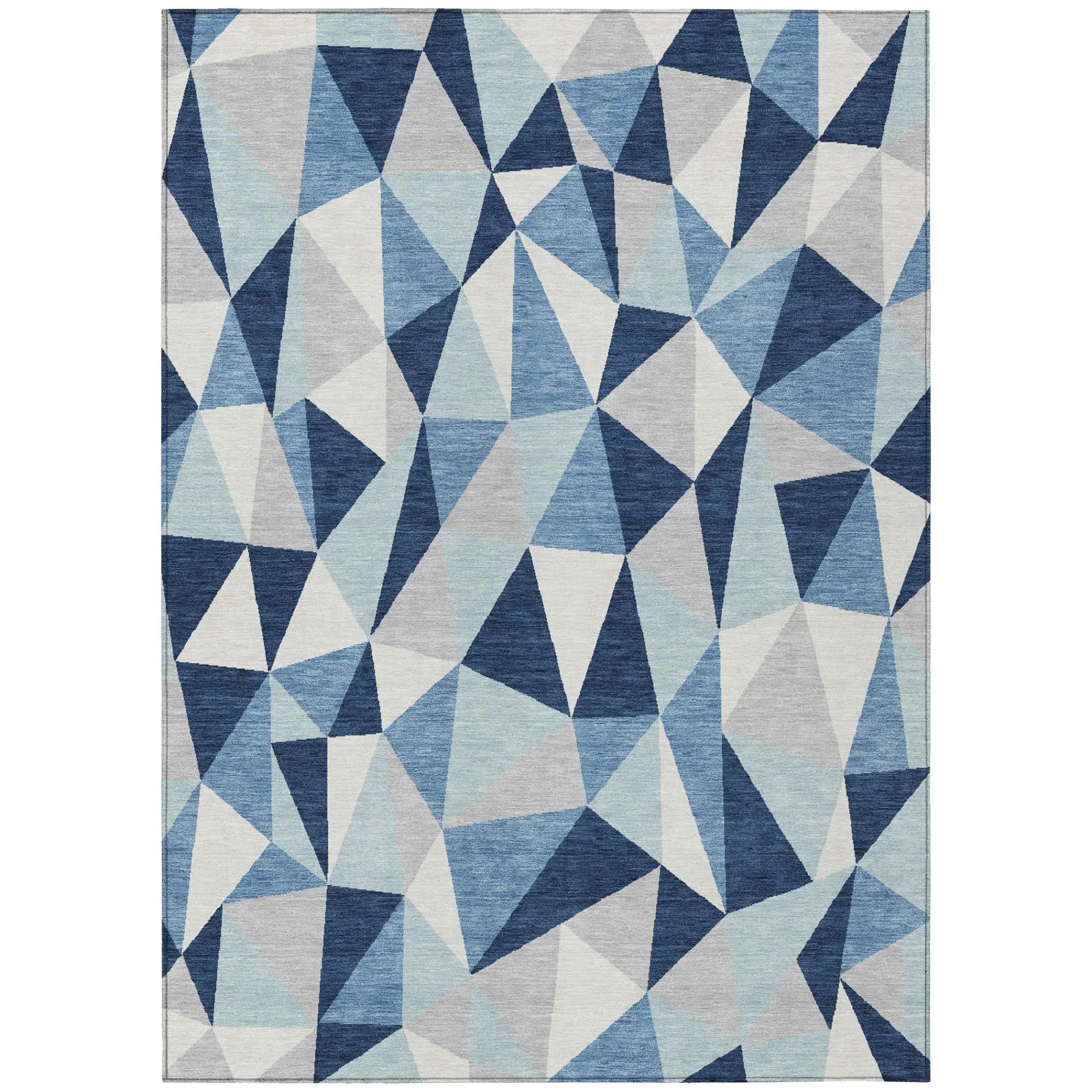 3' X 5' Navy Blue And Blue Geometric Washable Indoor Outdoor Area Rug Homeroots Outdoor