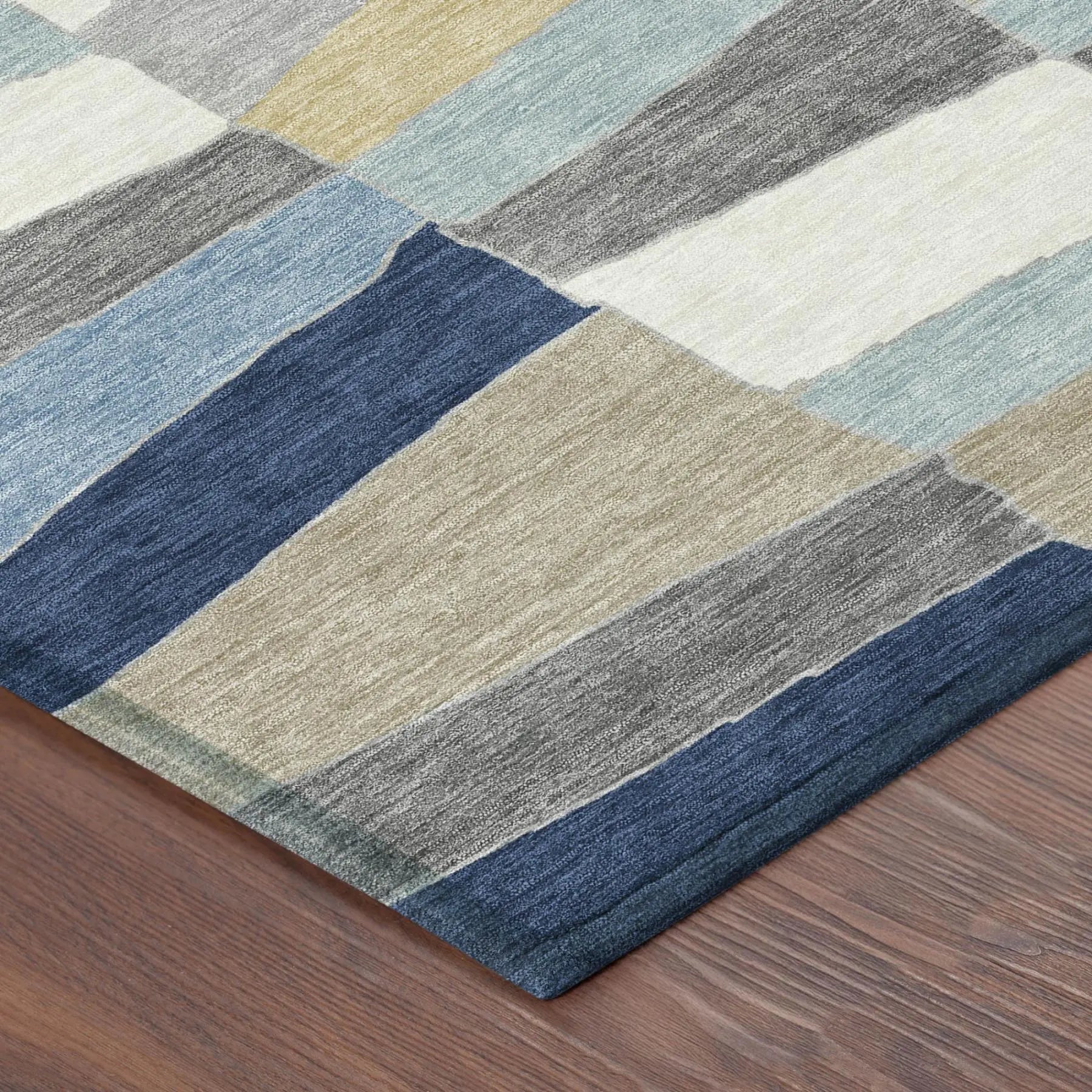 3' X 5' Navy Blue And Blue Geometric Washable Indoor Outdoor Area Rug Homeroots Outdoor