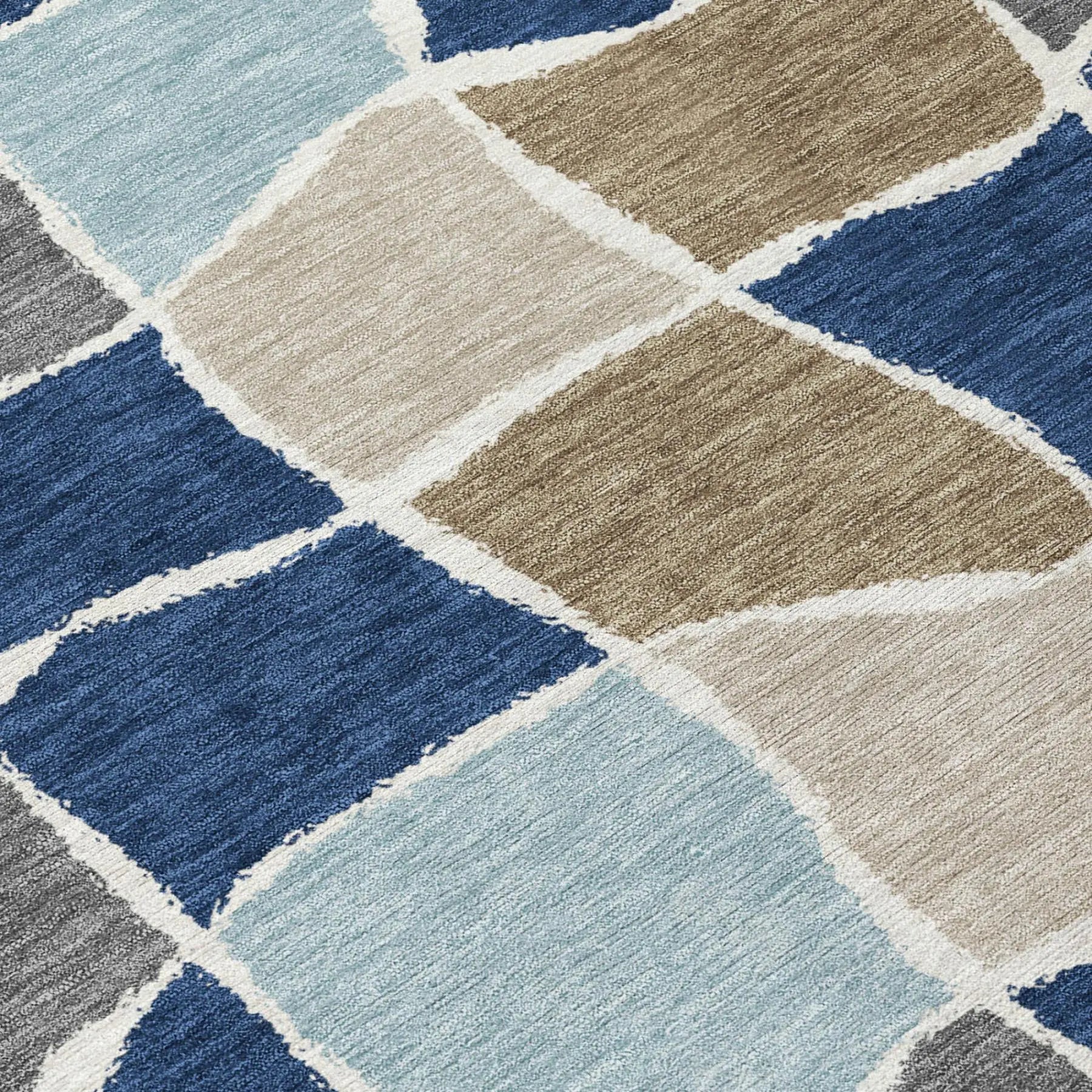 3' X 5' Navy Blue And Blue Geometric Washable Indoor Outdoor Area Rug Homeroots Outdoor