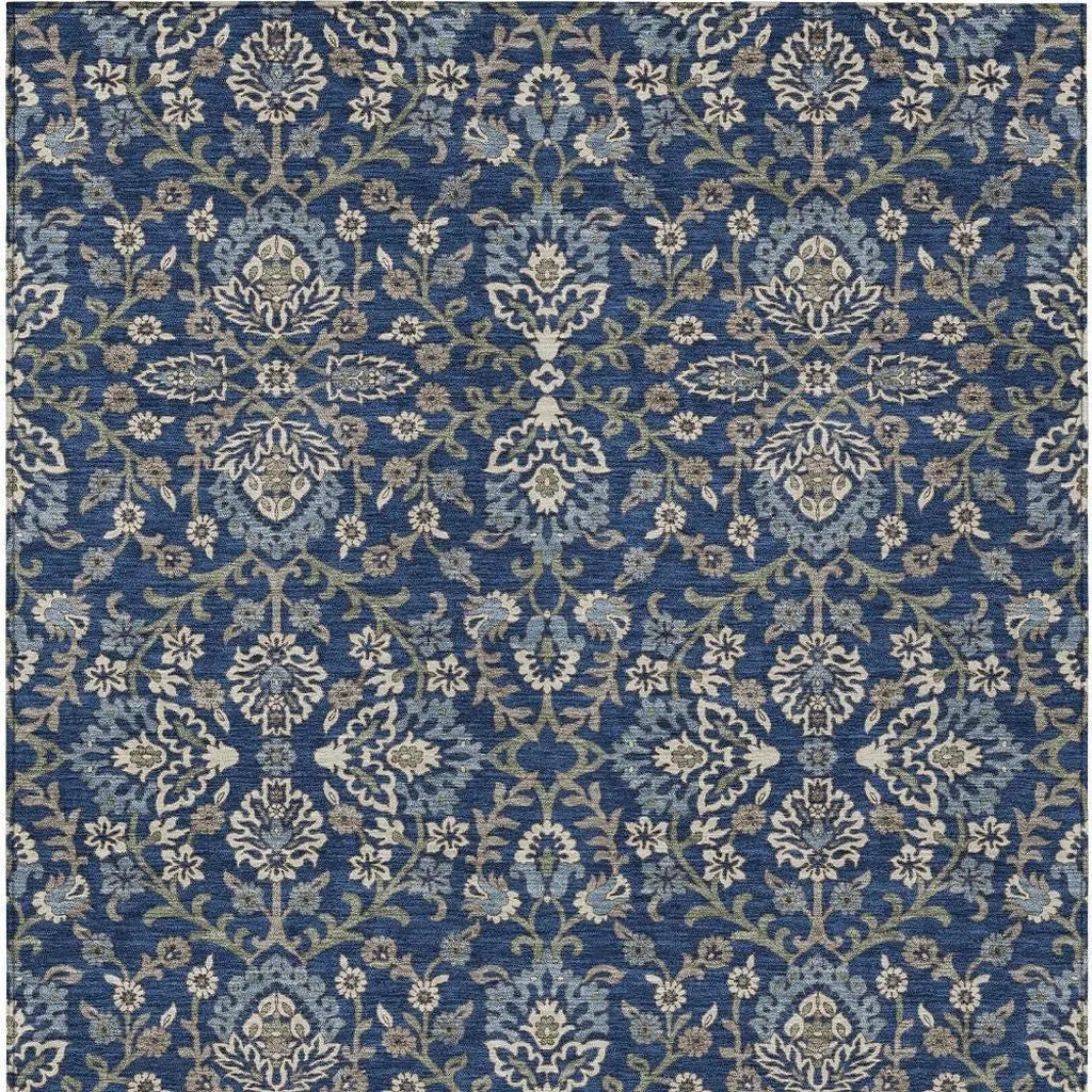 3' X 5' Navy Blue And Blue Geometric Washable Indoor Outdoor Area Rug Homeroots Outdoor