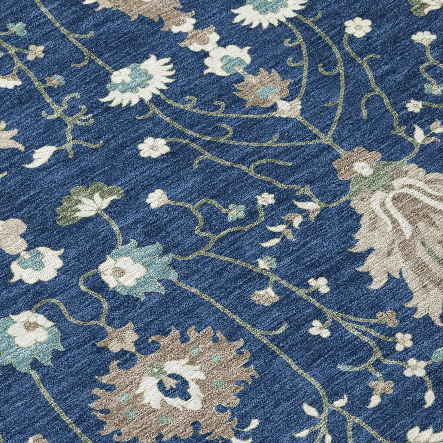 3' X 5' Navy Blue And Blue Oriental Washable Indoor Outdoor Area Rug Homeroots Outdoor
