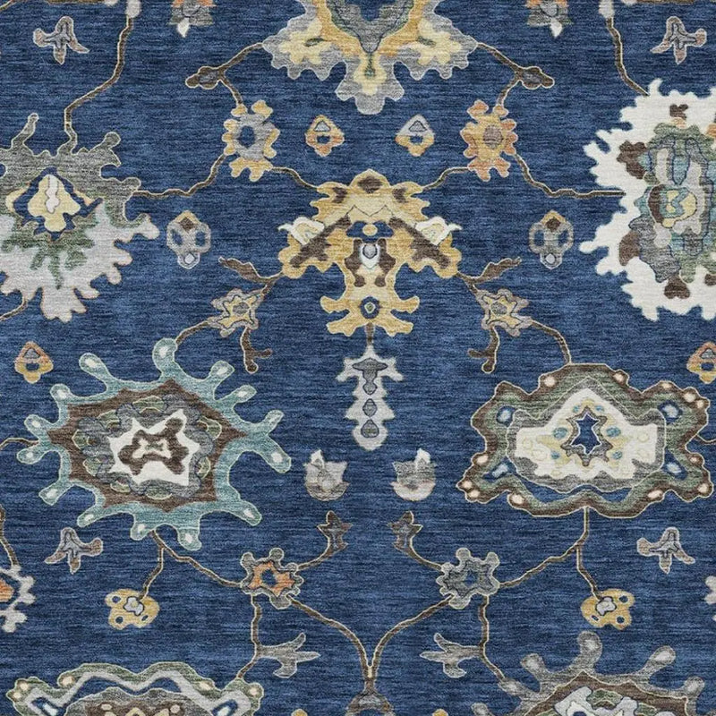 3' X 5' Navy Blue And Blue Oriental Washable Indoor Outdoor Area Rug Homeroots Outdoor