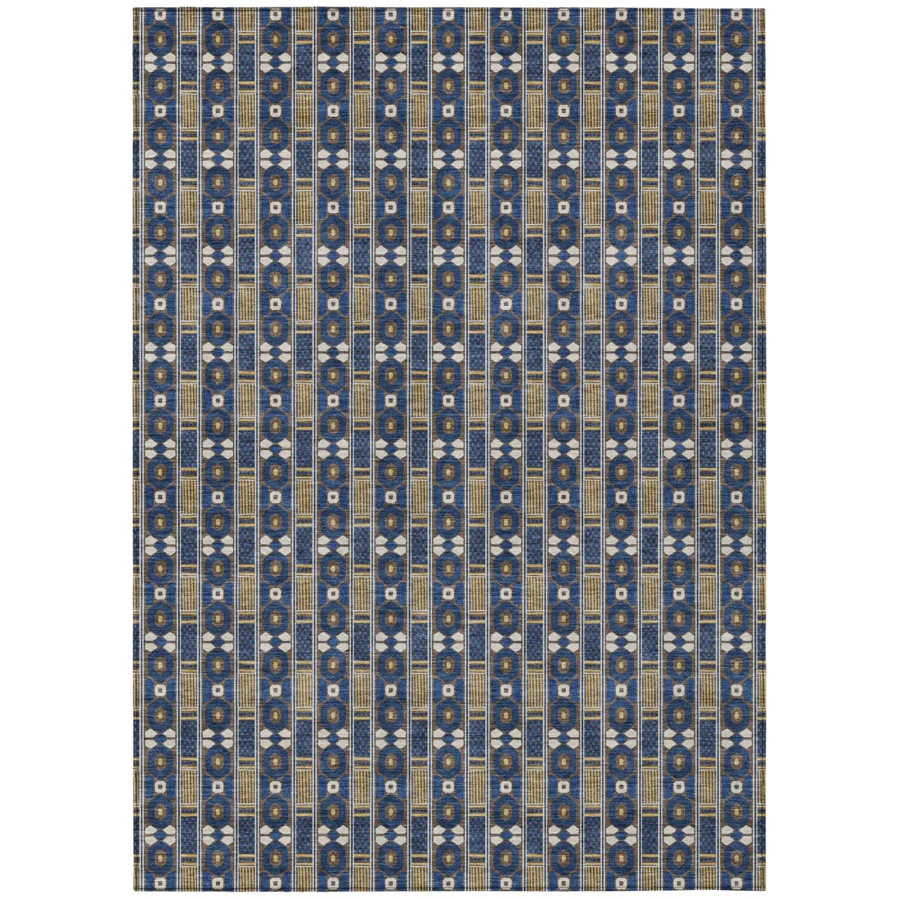 3' X 5' Navy Blue And Blue Striped Washable Indoor Outdoor Area Rug Homeroots Outdoor