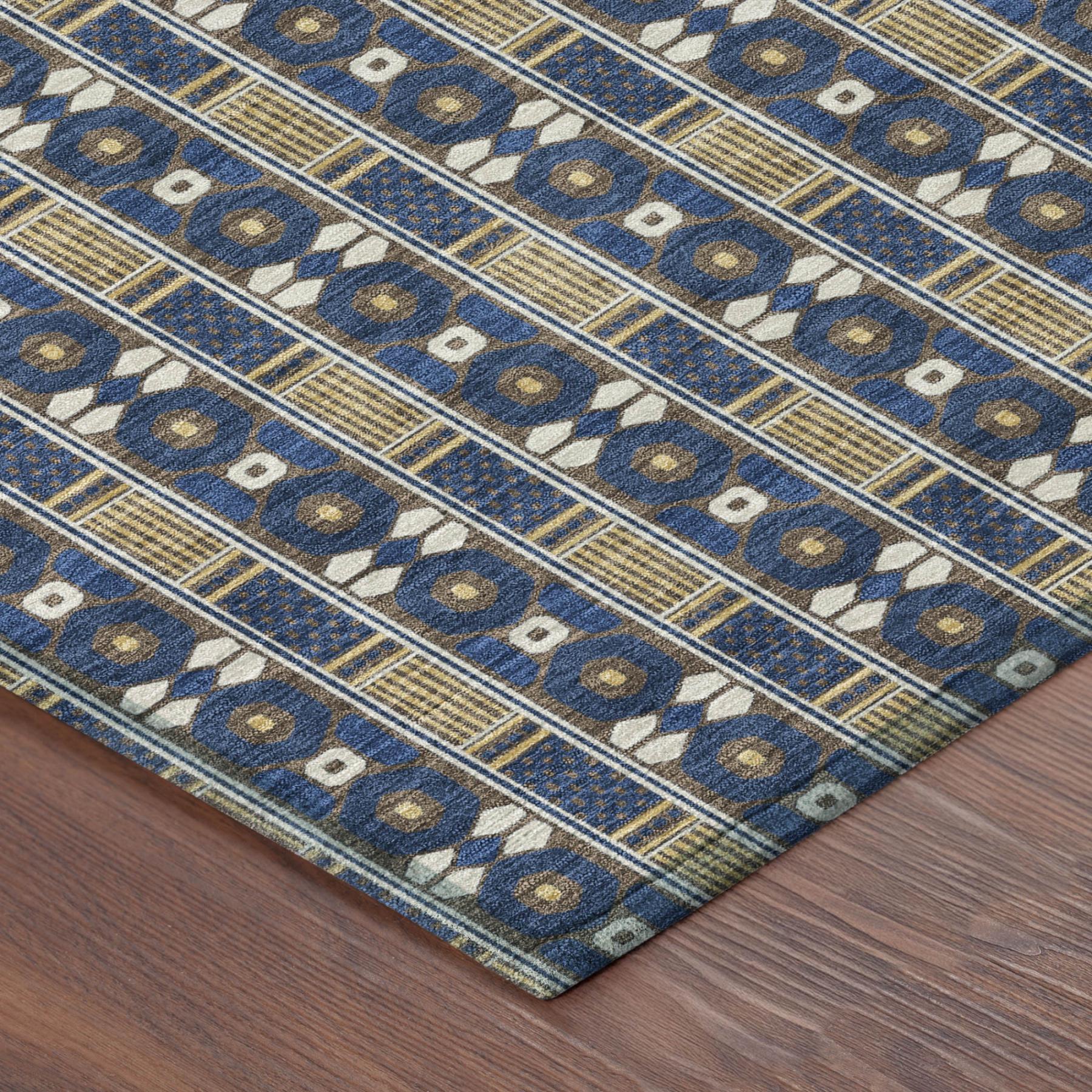 3' X 5' Navy Blue And Blue Striped Washable Indoor Outdoor Area Rug Homeroots Outdoor