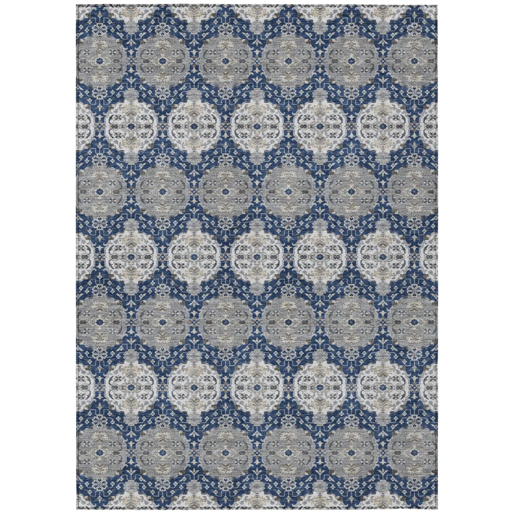 3' X 5' Navy Blue And Blue Striped Washable Indoor Outdoor Area Rug Homeroots Outdoor