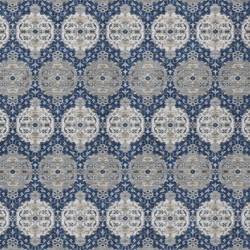 3' X 5' Navy Blue And Blue Striped Washable Indoor Outdoor Area Rug Homeroots Outdoor