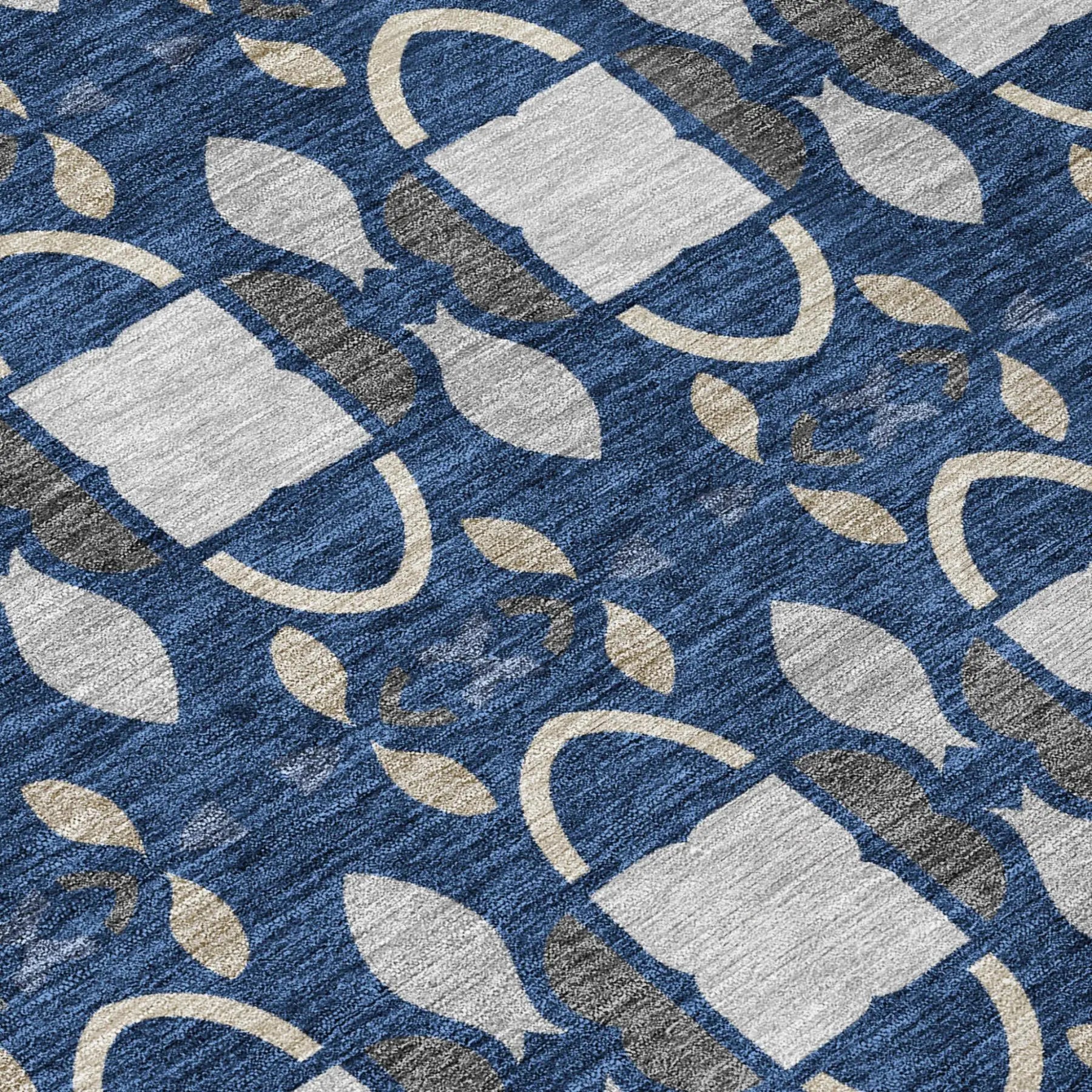 3' X 5' Navy Blue And Blue Striped Washable Indoor Outdoor Area Rug Homeroots Outdoor