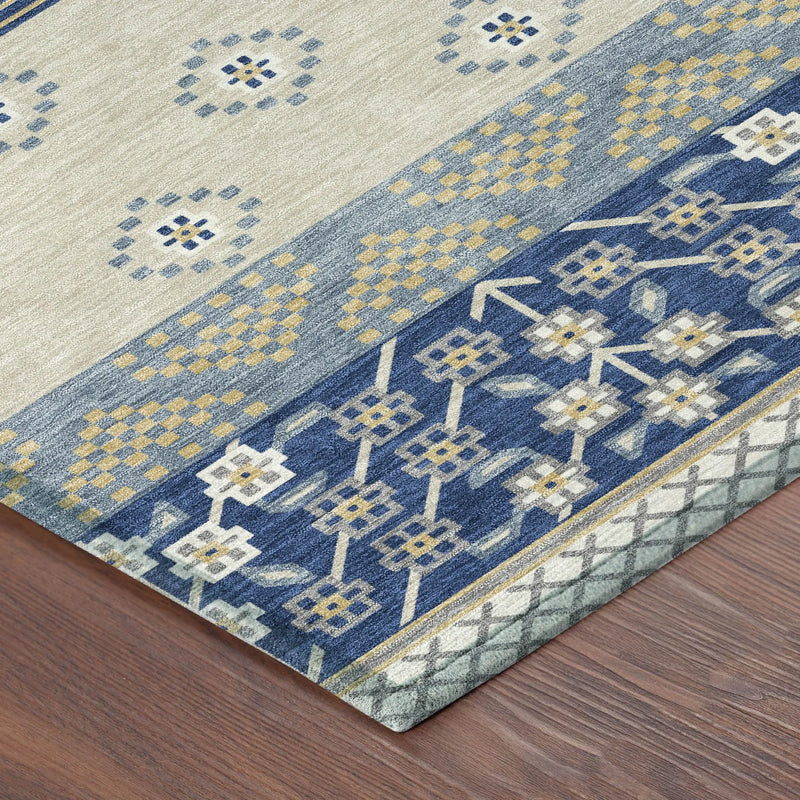 3' X 5' Navy Blue And Copper Striped Washable Indoor Outdoor Area Rug Homeroots Outdoor