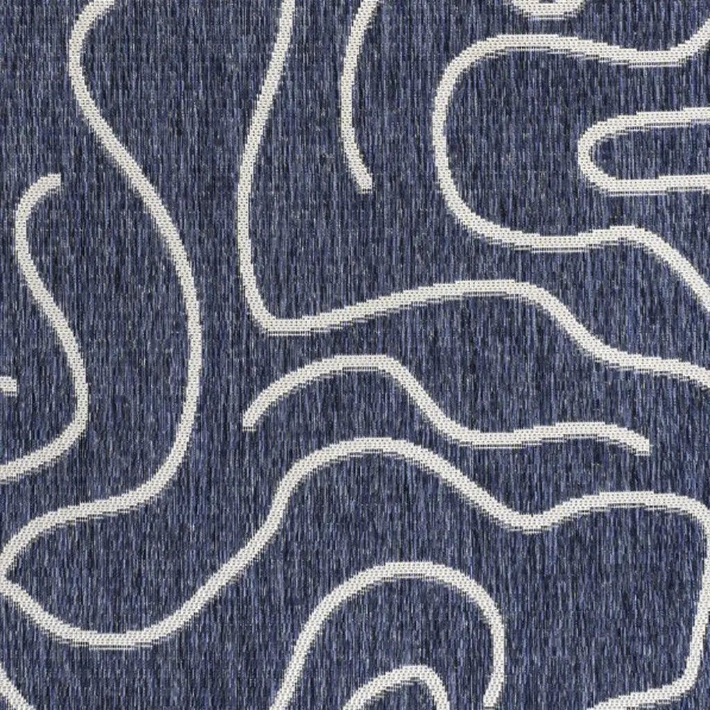 3' X 5' Navy Blue And Cream Abstract Indoor Outdoor Area Rug Homeroots Outdoor