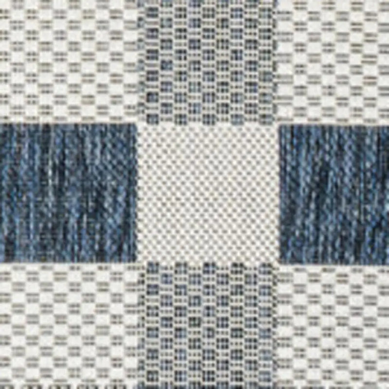 3' X 5' Navy Blue And Cream Geometric Indoor Outdoor Area Rug - GreatEagleInc