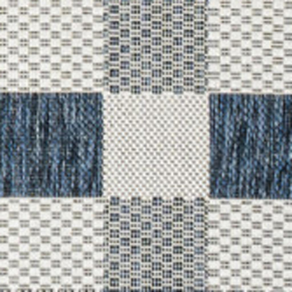 3' X 5' Navy Blue And Cream Geometric Indoor Outdoor Area Rug - GreatEagleInc