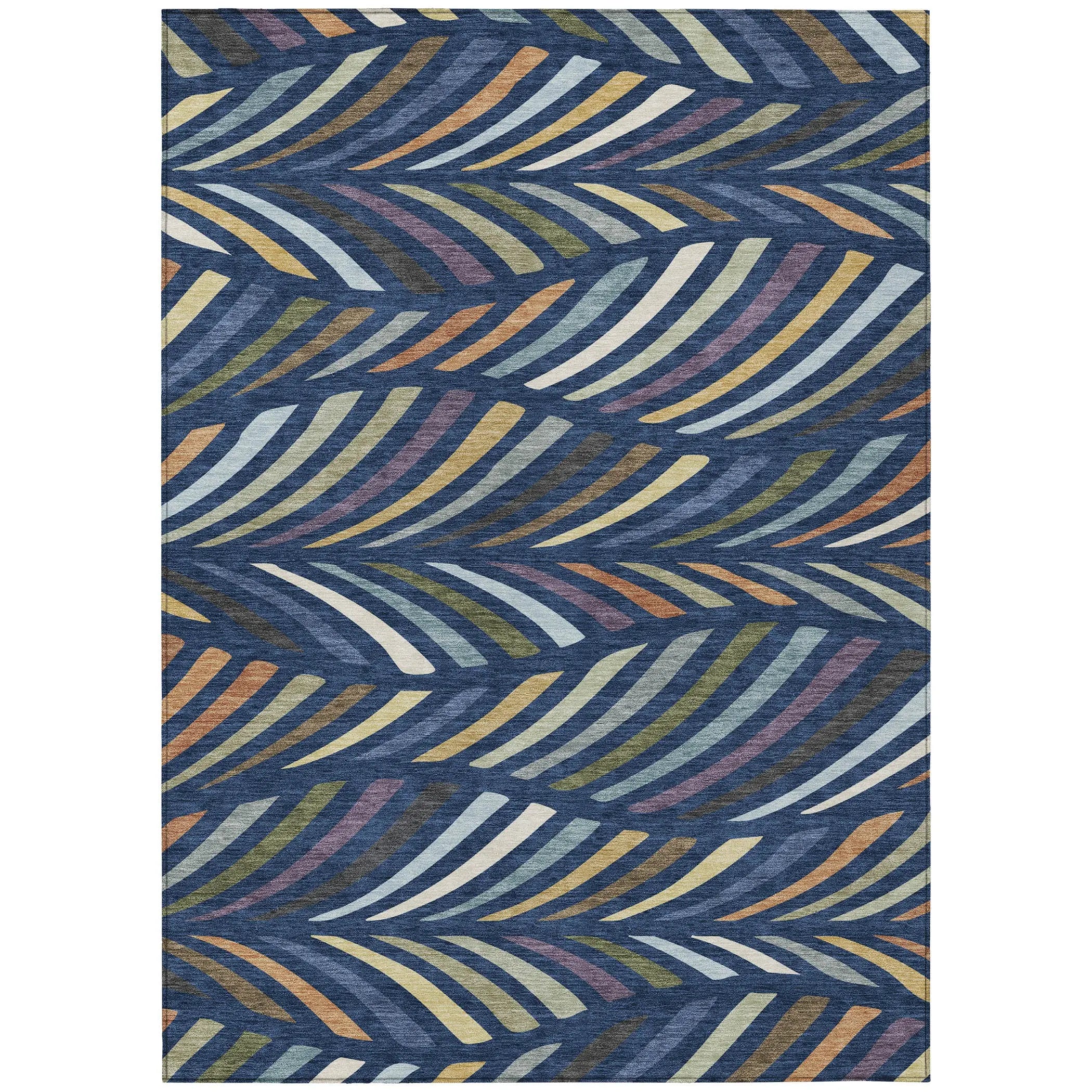 3' X 5' Navy Blue And Gold Abstract Washable Indoor Outdoor Area Rug Homeroots Outdoor