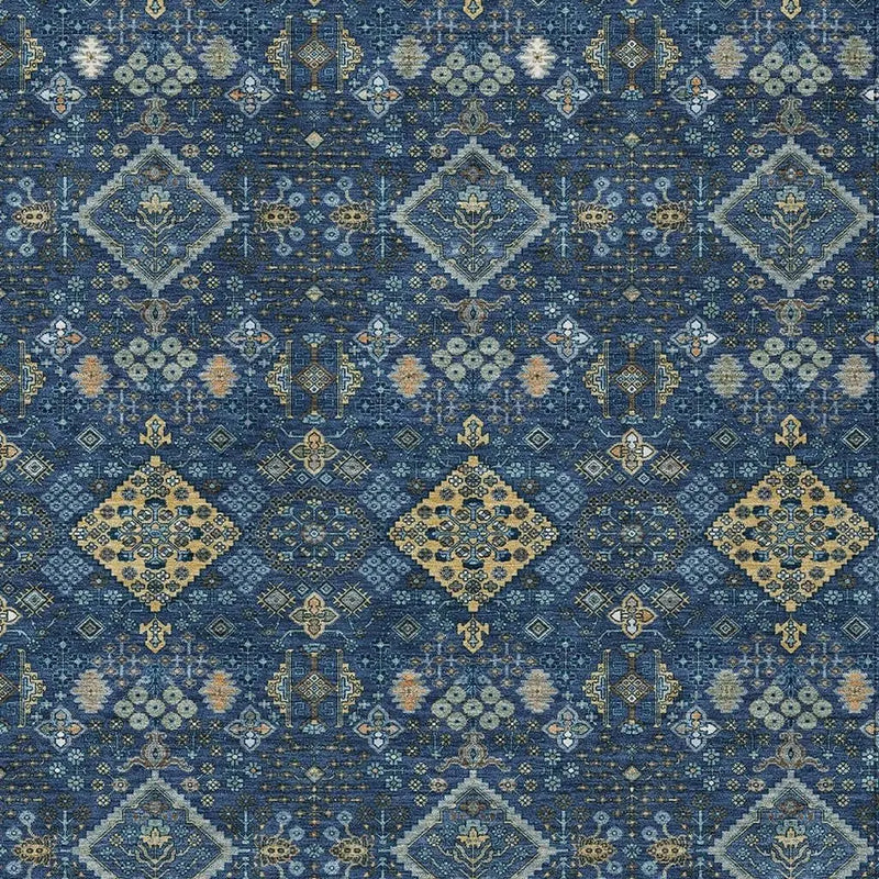 3' X 5' Navy Blue And Gold Geometric Washable Indoor Outdoor Area Rug Homeroots Outdoor