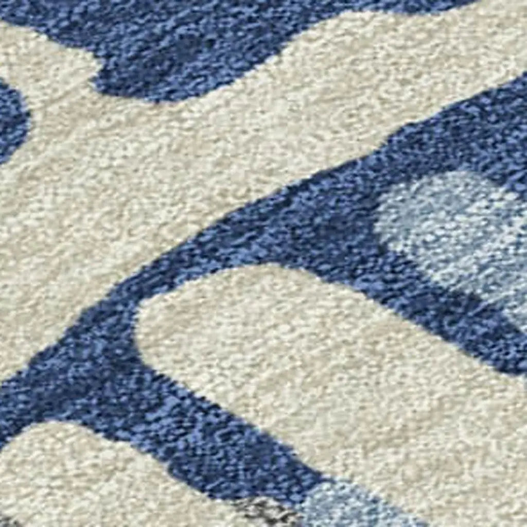 3' X 5' Navy Blue And Gray Abstract Washable Indoor Outdoor Area Rug Homeroots Outdoor