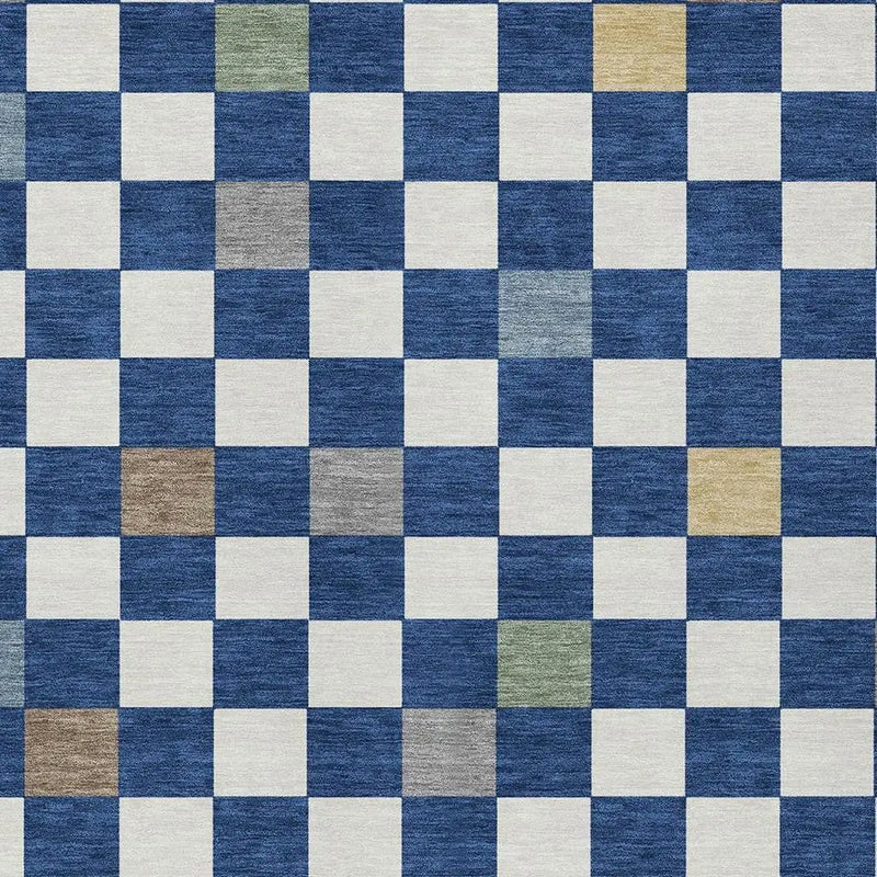 3' X 5' Navy Blue And Gray Geometric Washable Indoor Outdoor Area Rug Homeroots Outdoor