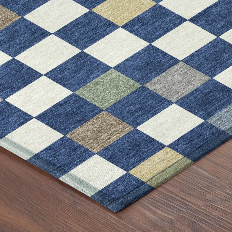 3' X 5' Navy Blue And Gray Geometric Washable Indoor Outdoor Area Rug Homeroots Outdoor