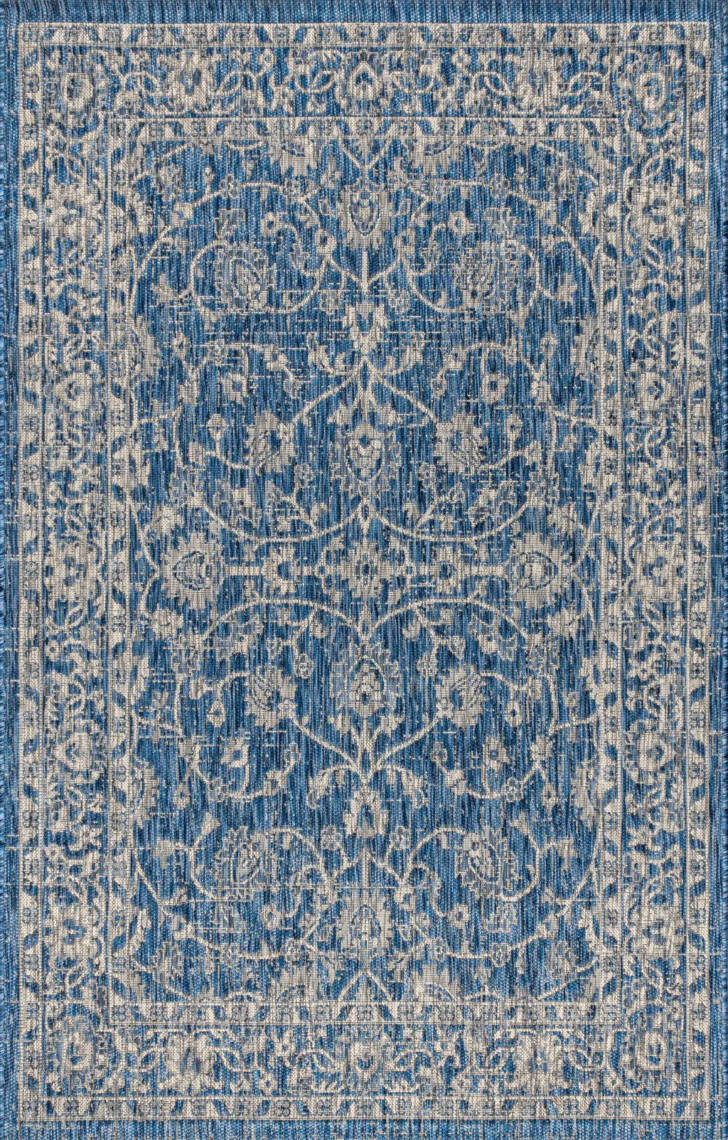 3' X 5' Navy Blue And Gray Medallion Indoor Outdoor Area Rug Homeroots Outdoor