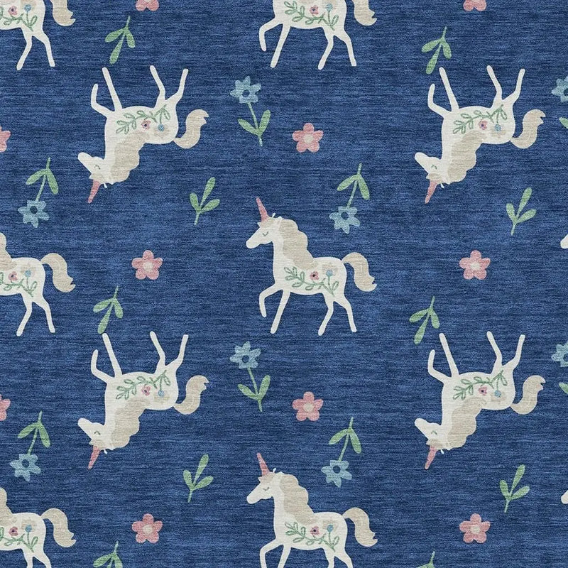 3' X 5' Navy Blue And Green Floral Washable Indoor Outdoor Area Rug Homeroots Outdoor