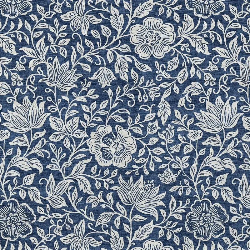 3' X 5' Navy Blue And Ivory Floral Washable Indoor Outdoor Area Rug Homeroots Outdoor
