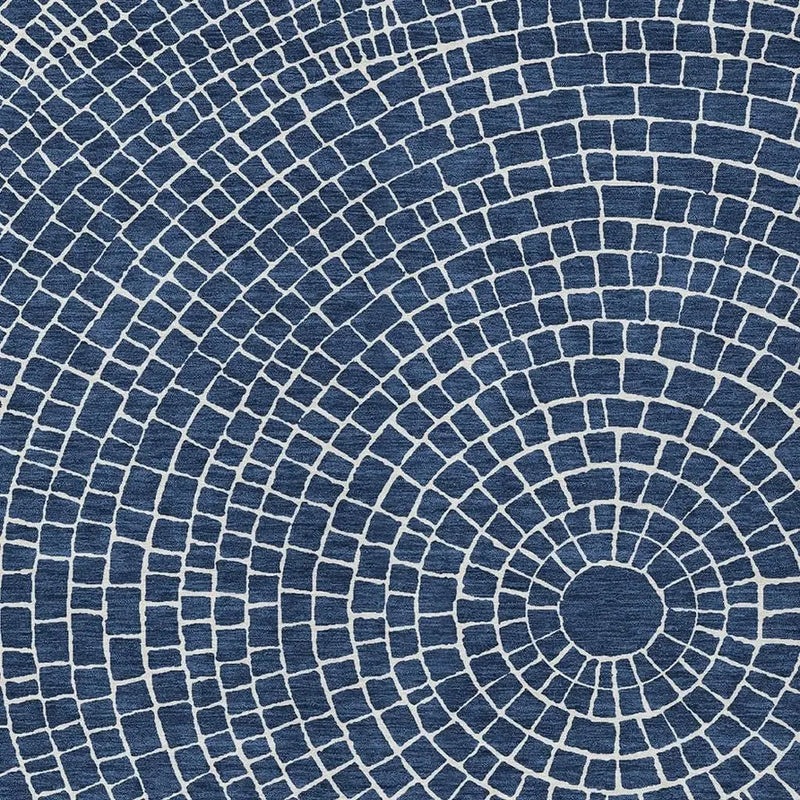3' X 5' Navy Blue And Ivory Geometric Washable Indoor Outdoor Area Rug Homeroots Outdoor