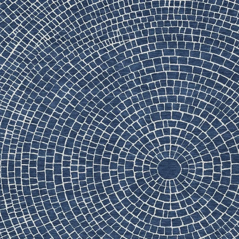3' X 5' Navy Blue And Ivory Geometric Washable Indoor Outdoor Area Rug Homeroots Outdoor