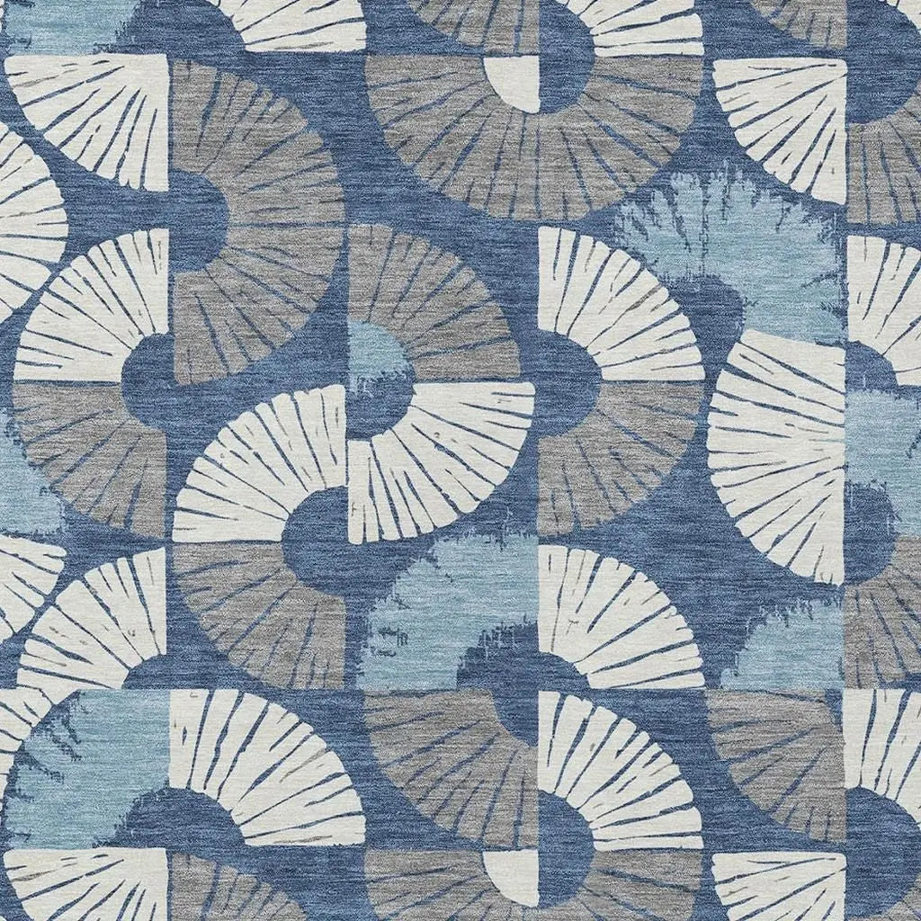 3' X 5' Navy Blue And Ivory Geometric Washable Indoor Outdoor Area Rug Homeroots Outdoor