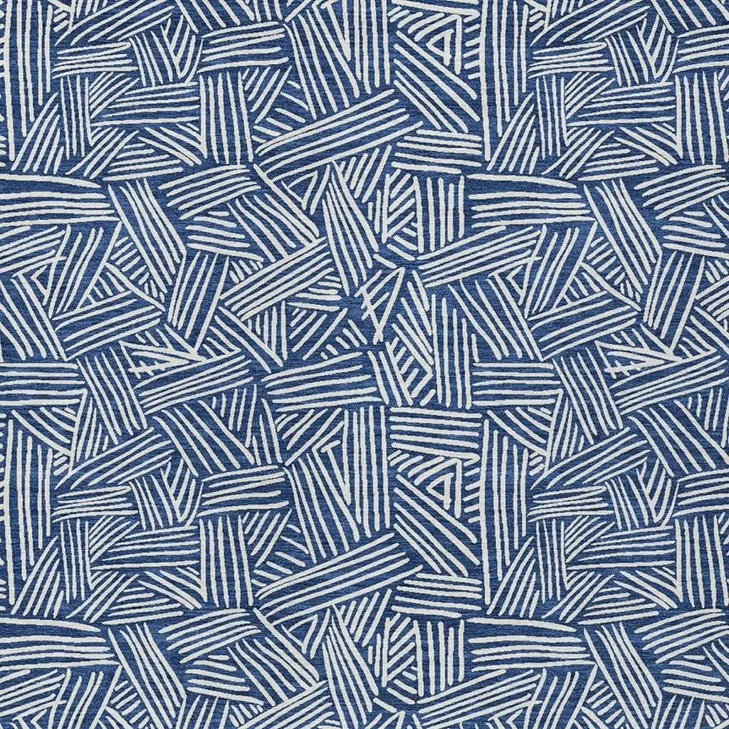 3' X 5' Navy Blue And Ivory Geometric Washable Indoor Outdoor Area Rug Homeroots Outdoor