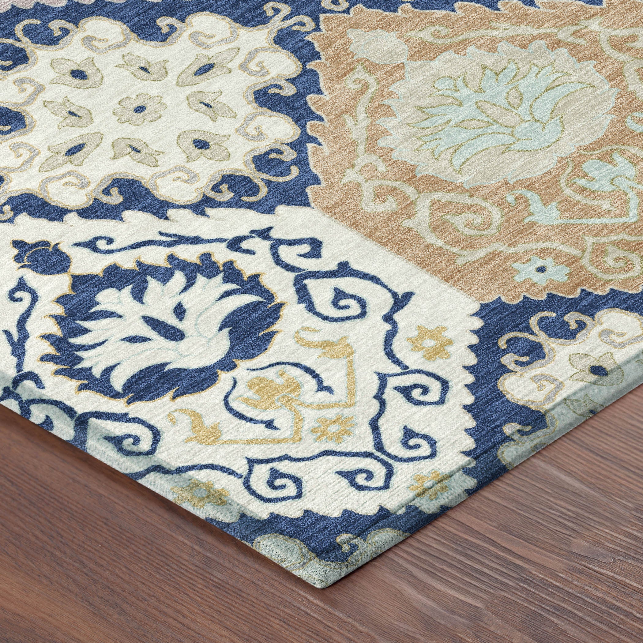 3' X 5' Navy Blue And Ivory Geometric Washable Indoor Outdoor Area Rug Homeroots Outdoor