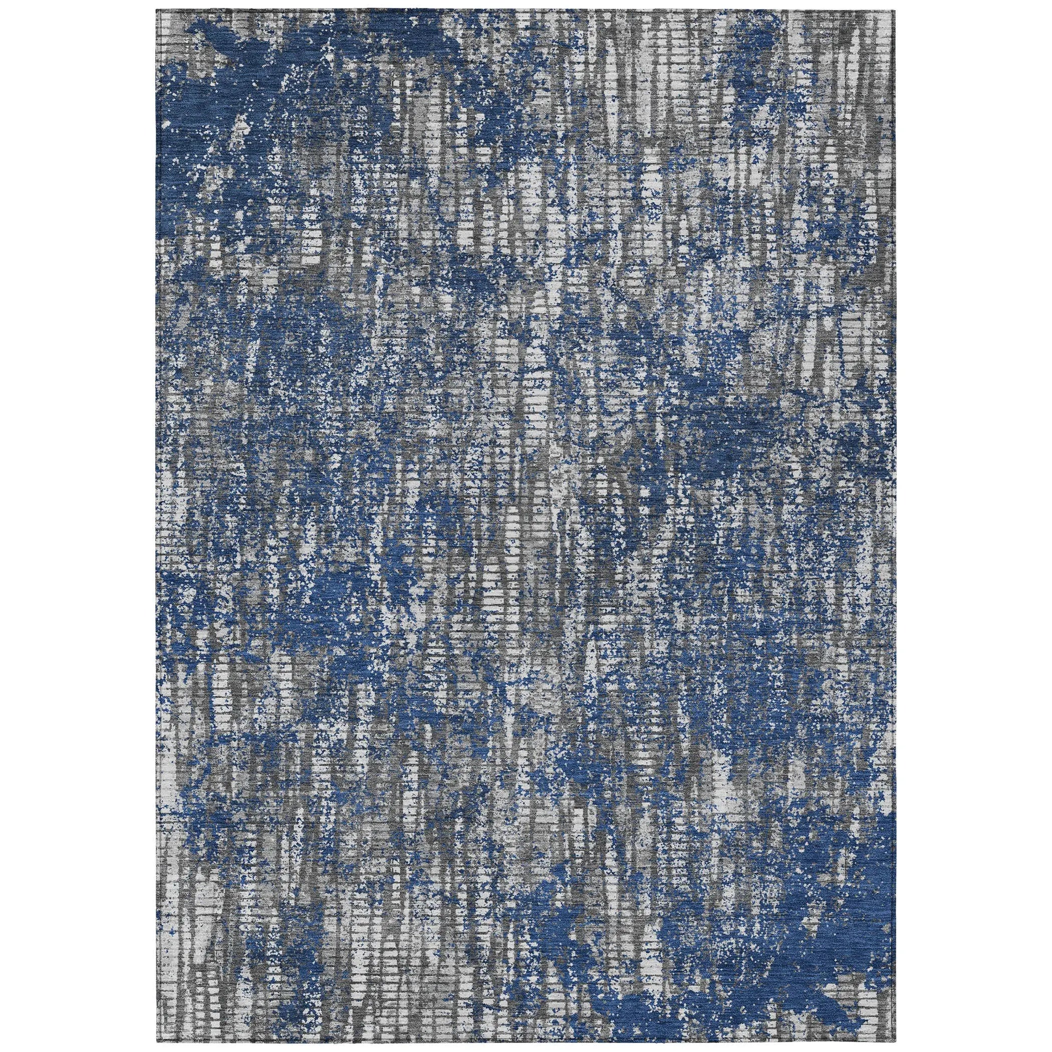 3' X 5' Navy Blue And Khaki Abstract Washable Indoor Outdoor Area Rug Homeroots Outdoor