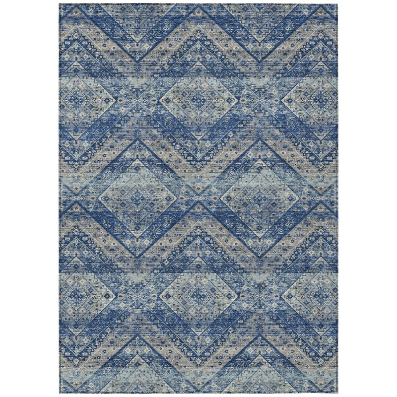3' X 5' Navy Blue And Pink Tribal Washable Indoor Outdoor Area Rug Homeroots Outdoor