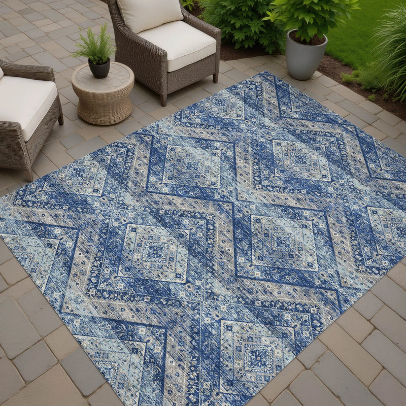 3' X 5' Navy Blue And Pink Tribal Washable Indoor Outdoor Area Rug Homeroots Outdoor