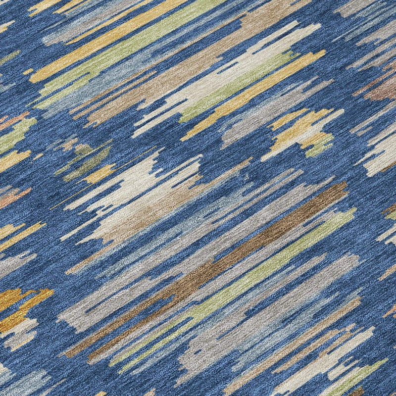 3' X 5' Navy Blue And Silver Southwestern Washable Indoor Outdoor Area Rug Homeroots Outdoor