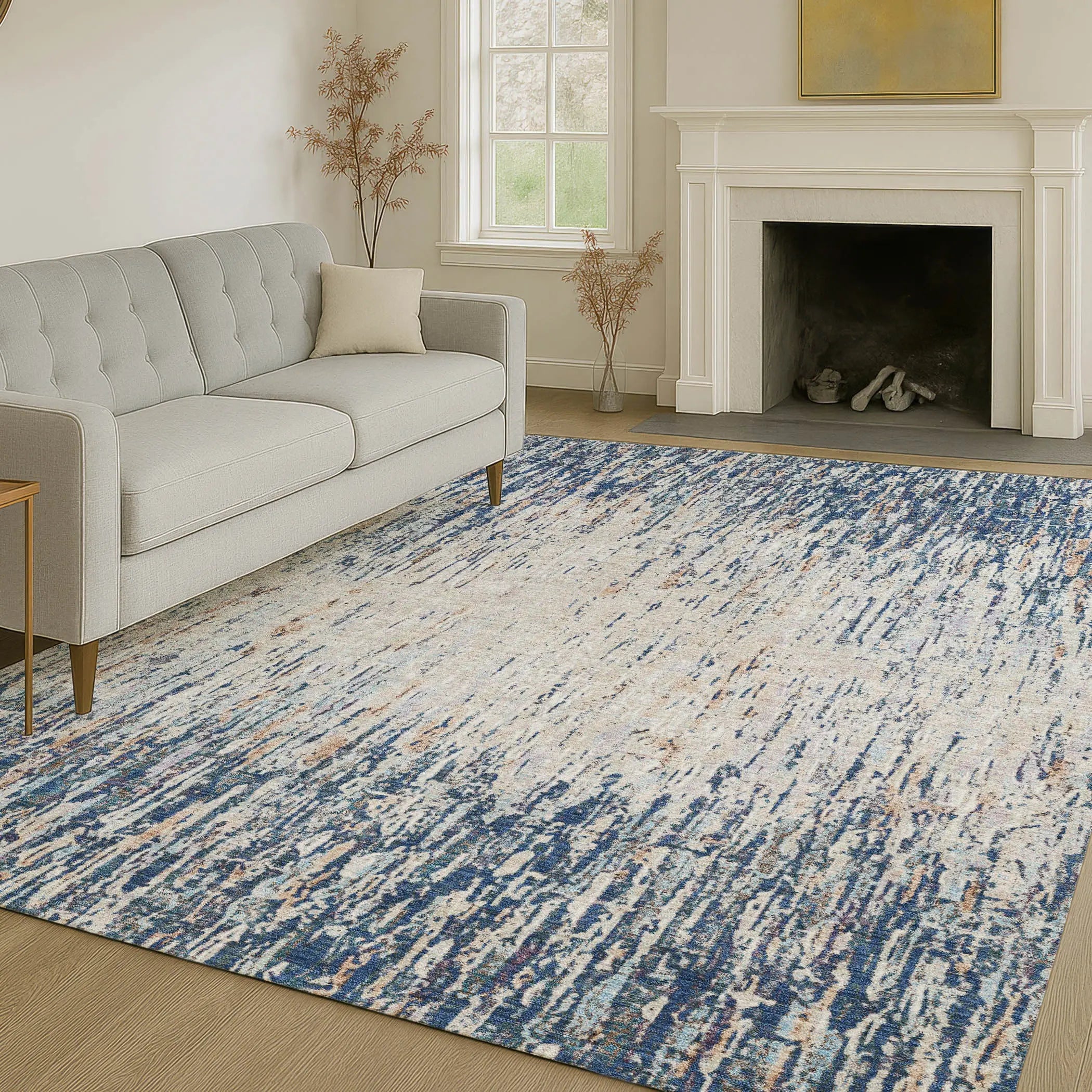 3' X 5' Navy Blue And Taupe Striped Washable Indoor Outdoor Area Rug Homeroots Outdoor