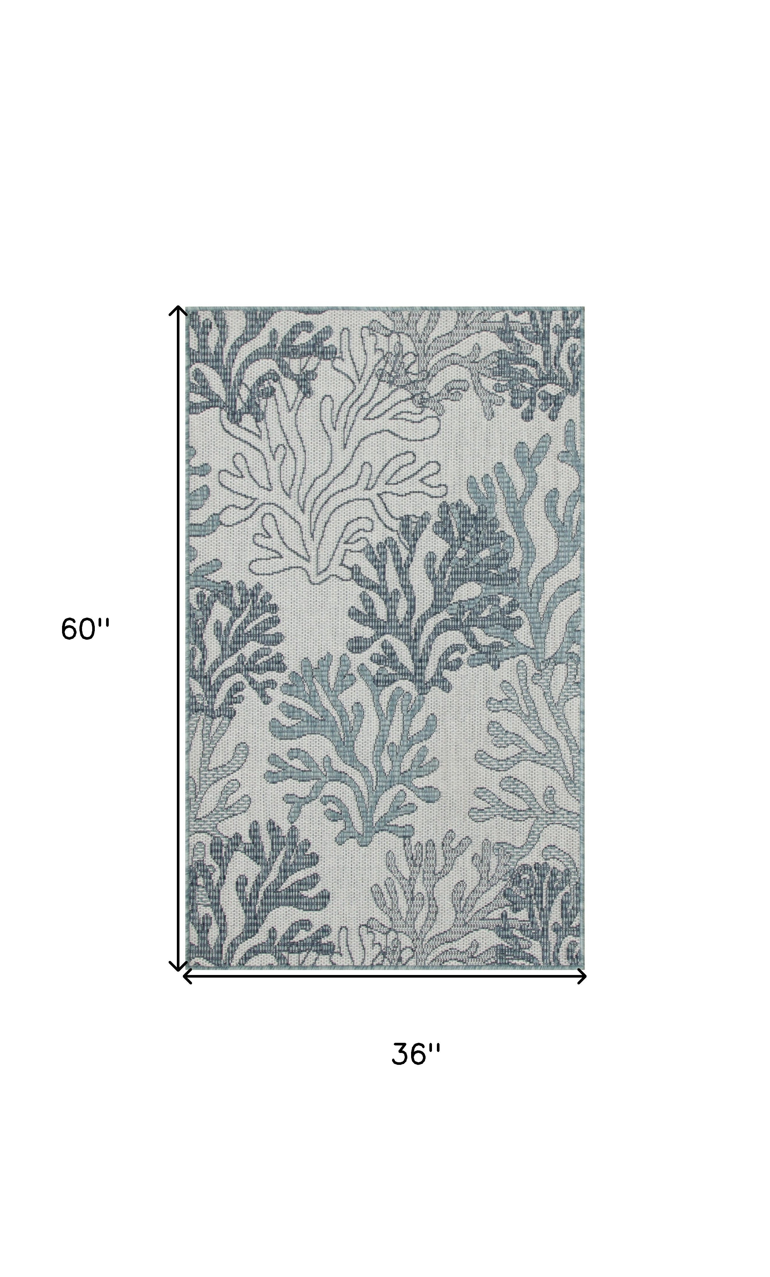 3' X 5' Navy Blue Ivory And Blue Nautical Indoor Outdoor Area Rug Homeroots Outdoor