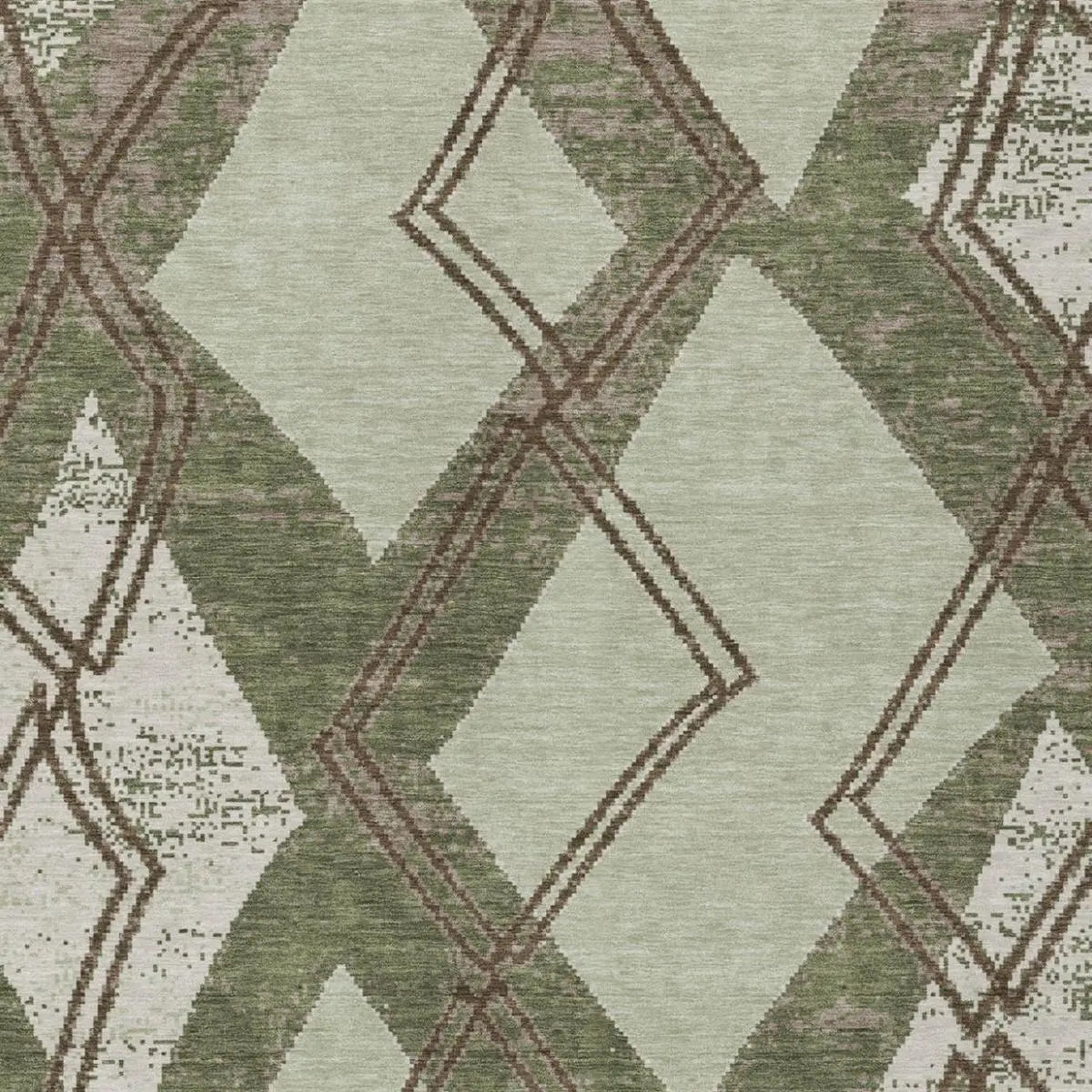 3' X 5' Olive Green And Beige Geometric Washable Indoor Outdoor Area Rug Homeroots Outdoor