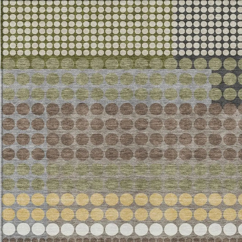 3' X 5' Olive Green And Brown Geometric Washable Indoor Outdoor Area Rug Homeroots Outdoor