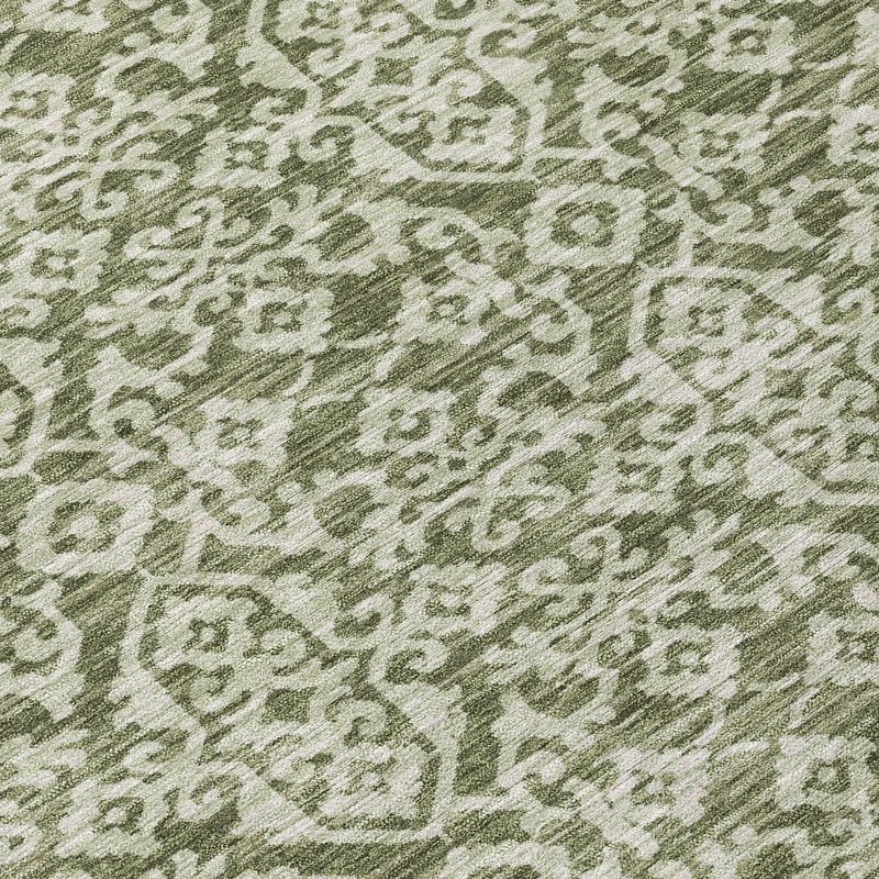 3' X 5' Olive Green And Brown Oriental Washable Indoor Outdoor Area Rug Homeroots Outdoor