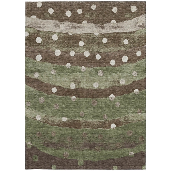 3' X 5' Olive Green And Gray Striped Washable Indoor Outdoor Area Rug Homeroots Outdoor