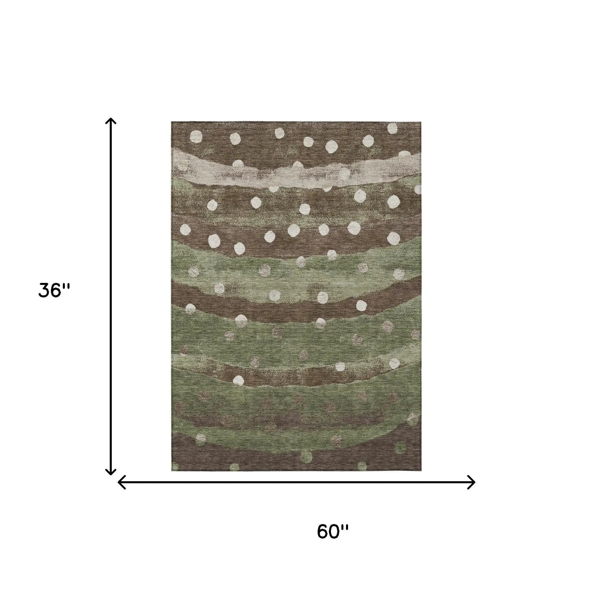 3' X 5' Olive Green And Gray Striped Washable Indoor Outdoor Area Rug Homeroots Outdoor