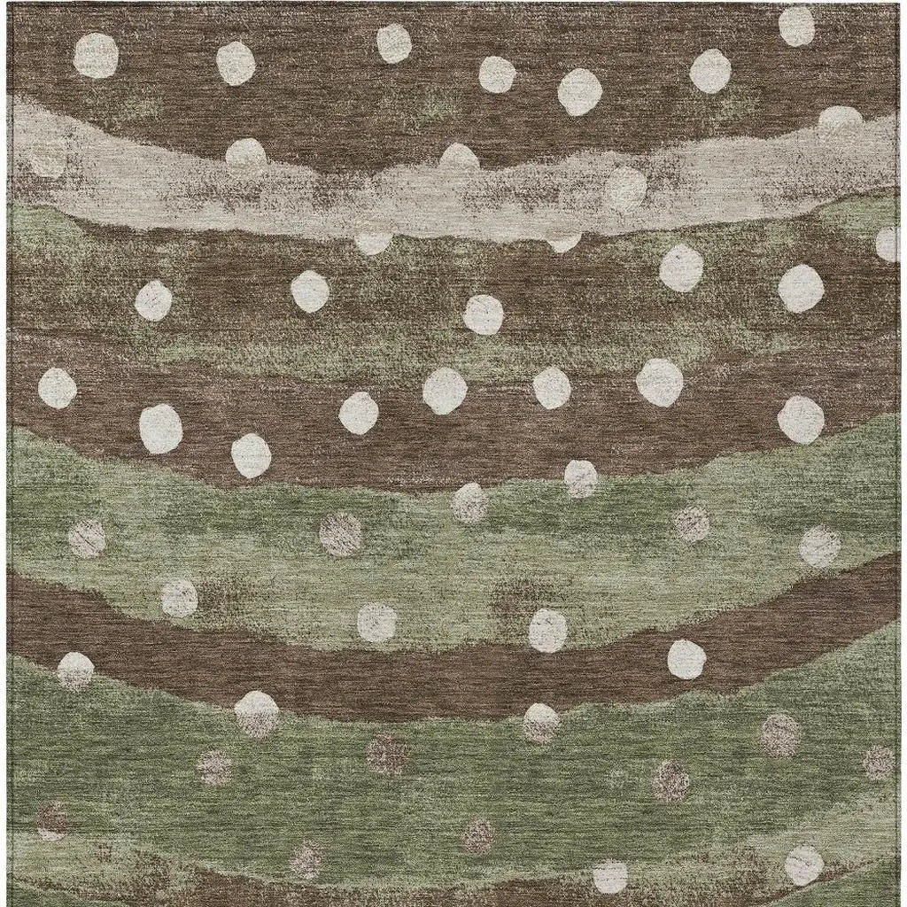 3' X 5' Olive Green And Gray Striped Washable Indoor Outdoor Area Rug Homeroots Outdoor