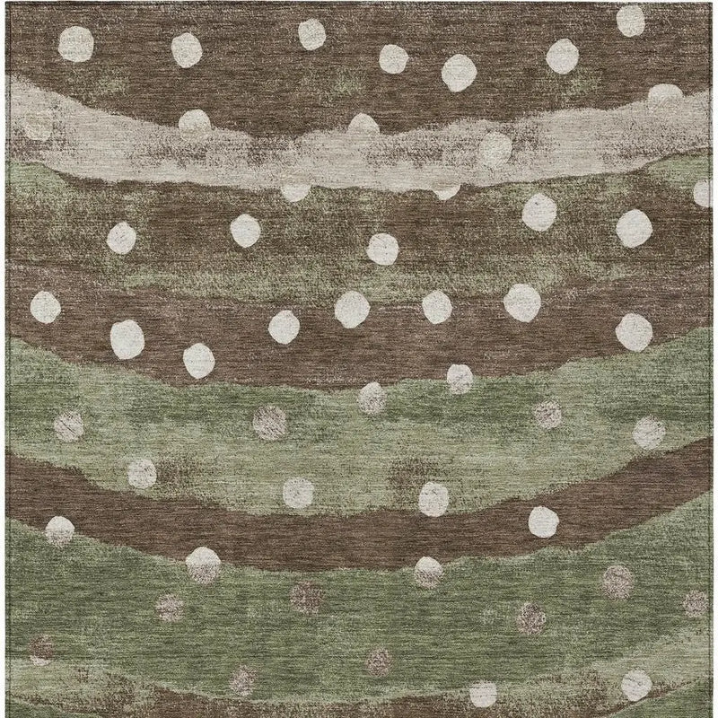 3' X 5' Olive Green And Gray Striped Washable Indoor Outdoor Area Rug Homeroots Outdoor