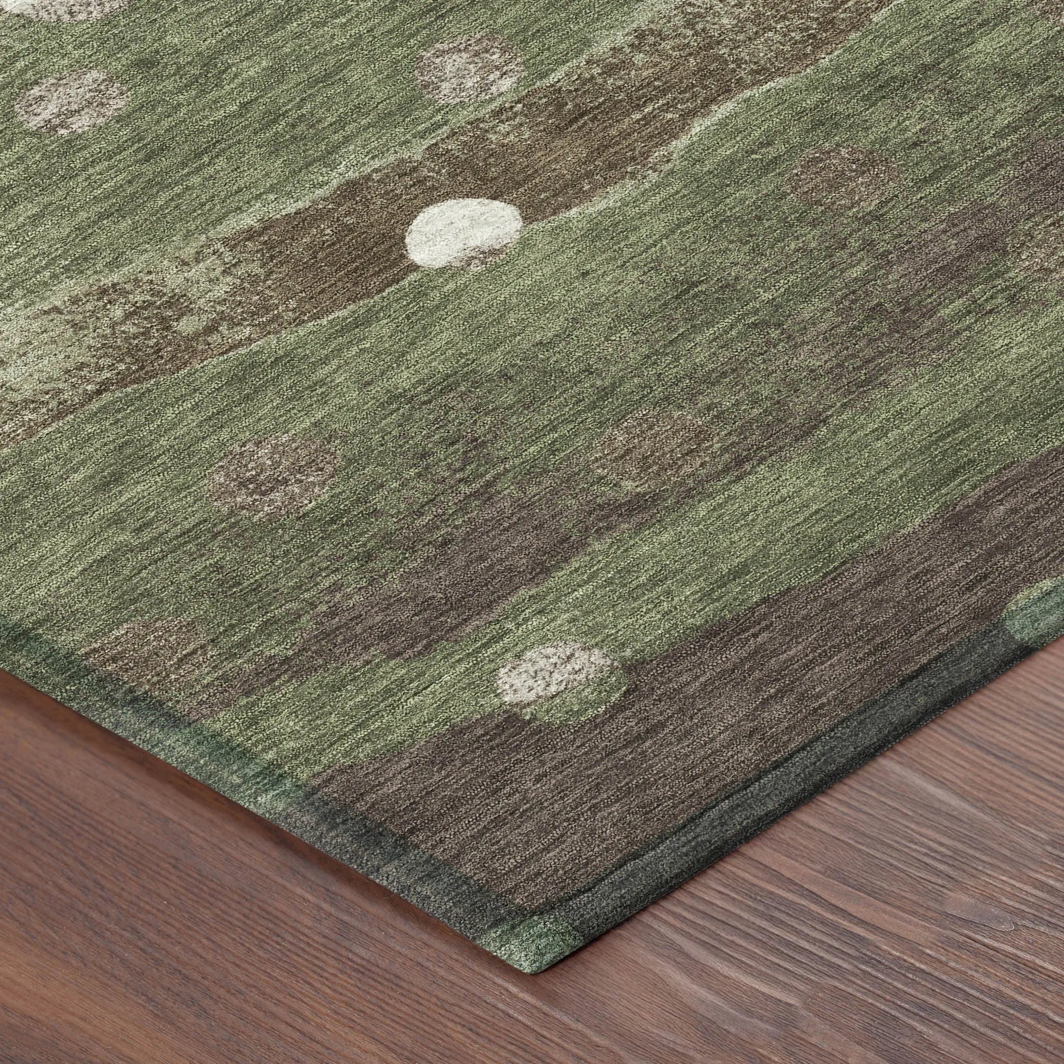 3' X 5' Olive Green And Gray Striped Washable Indoor Outdoor Area Rug Homeroots Outdoor
