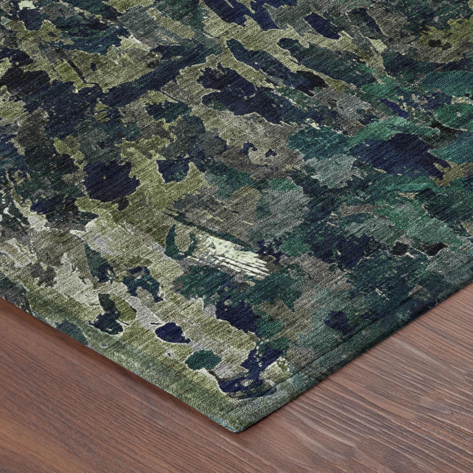 3' X 5' Olive Green And Green Abstract Washable Indoor Outdoor Area Rug Homeroots Outdoor