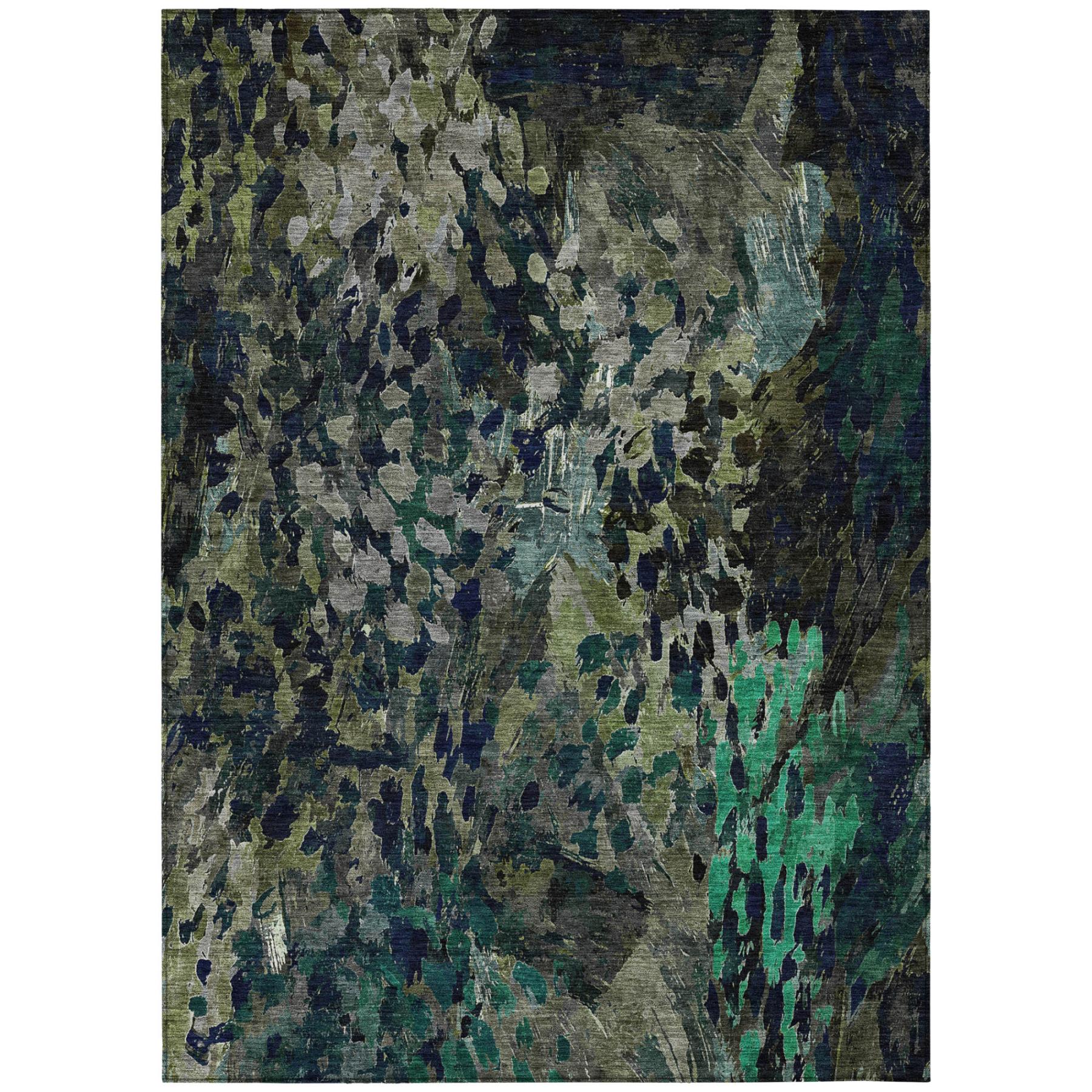 3' X 5' Olive Green And Green Abstract Washable Indoor Outdoor Area Rug Homeroots Outdoor