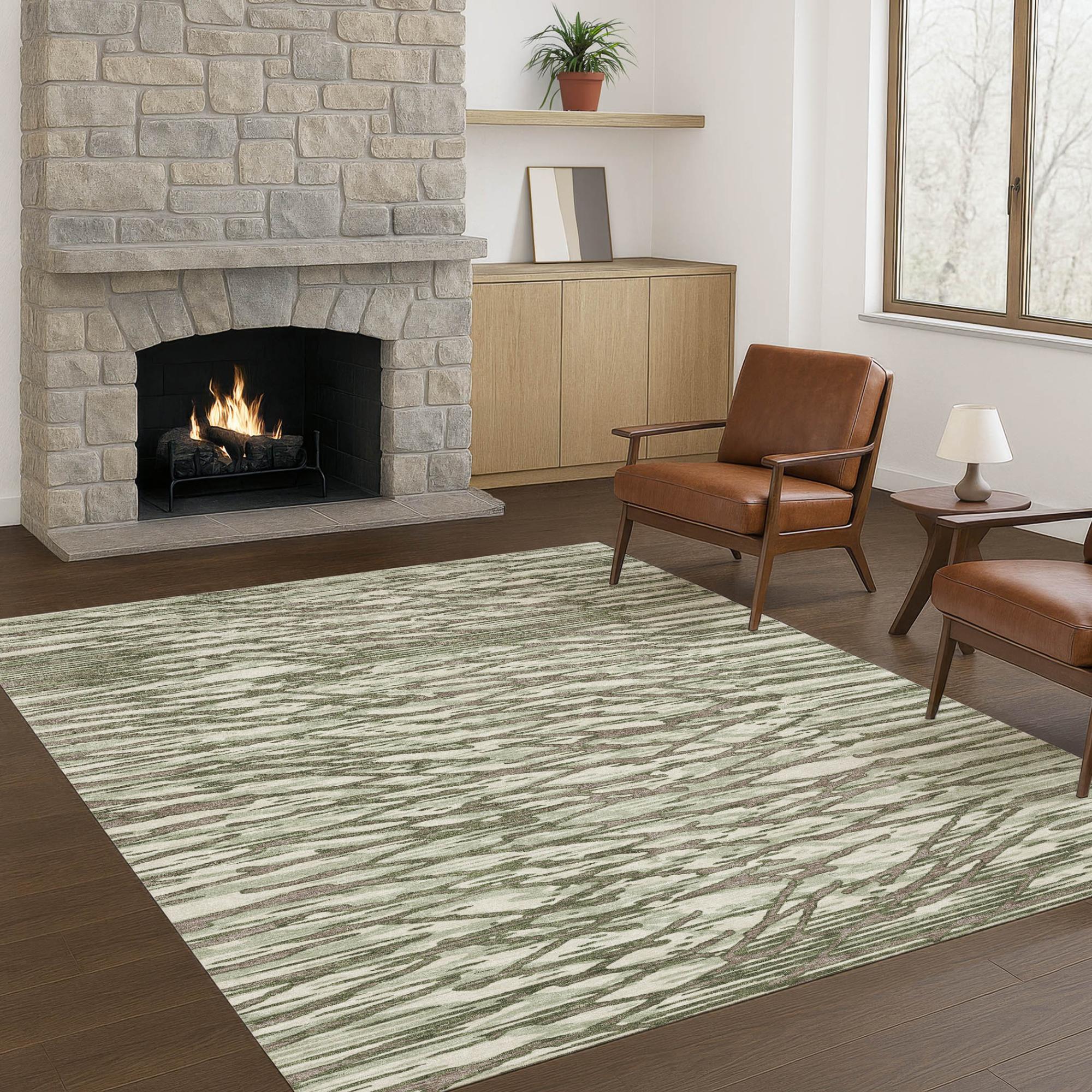 3' X 5' Olive Green And Green Abstract Washable Indoor Outdoor Area Rug Homeroots Outdoor