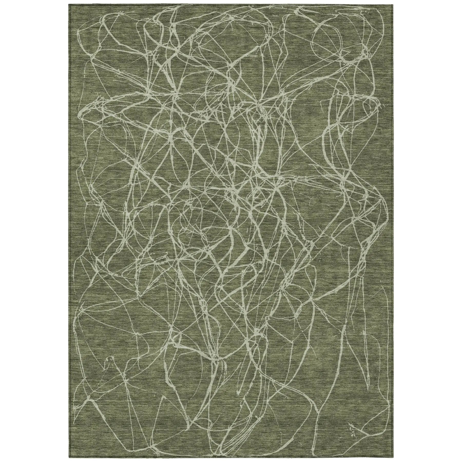 3' X 5' Olive Green And Green Abstract Washable Indoor Outdoor Area Rug Homeroots Outdoor
