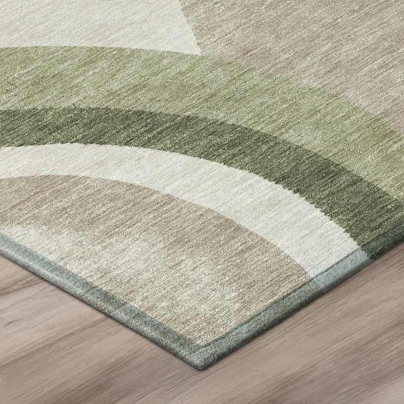 3' X 5' Olive Green And Green Abstract Washable Indoor Outdoor Area Rug Homeroots Outdoor