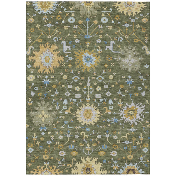 3' X 5' Olive Green And Green Faux Bois Washable Indoor Outdoor Area Rug Homeroots Outdoor
