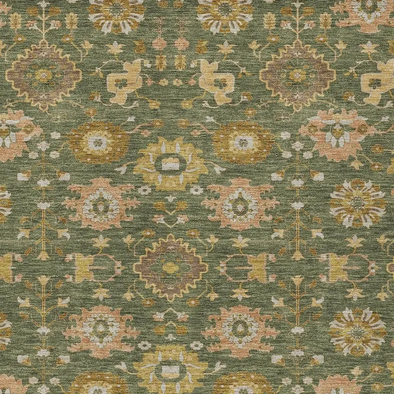 3' X 5' Olive Green And Green Geometric Washable Indoor Outdoor Area Rug Homeroots Outdoor