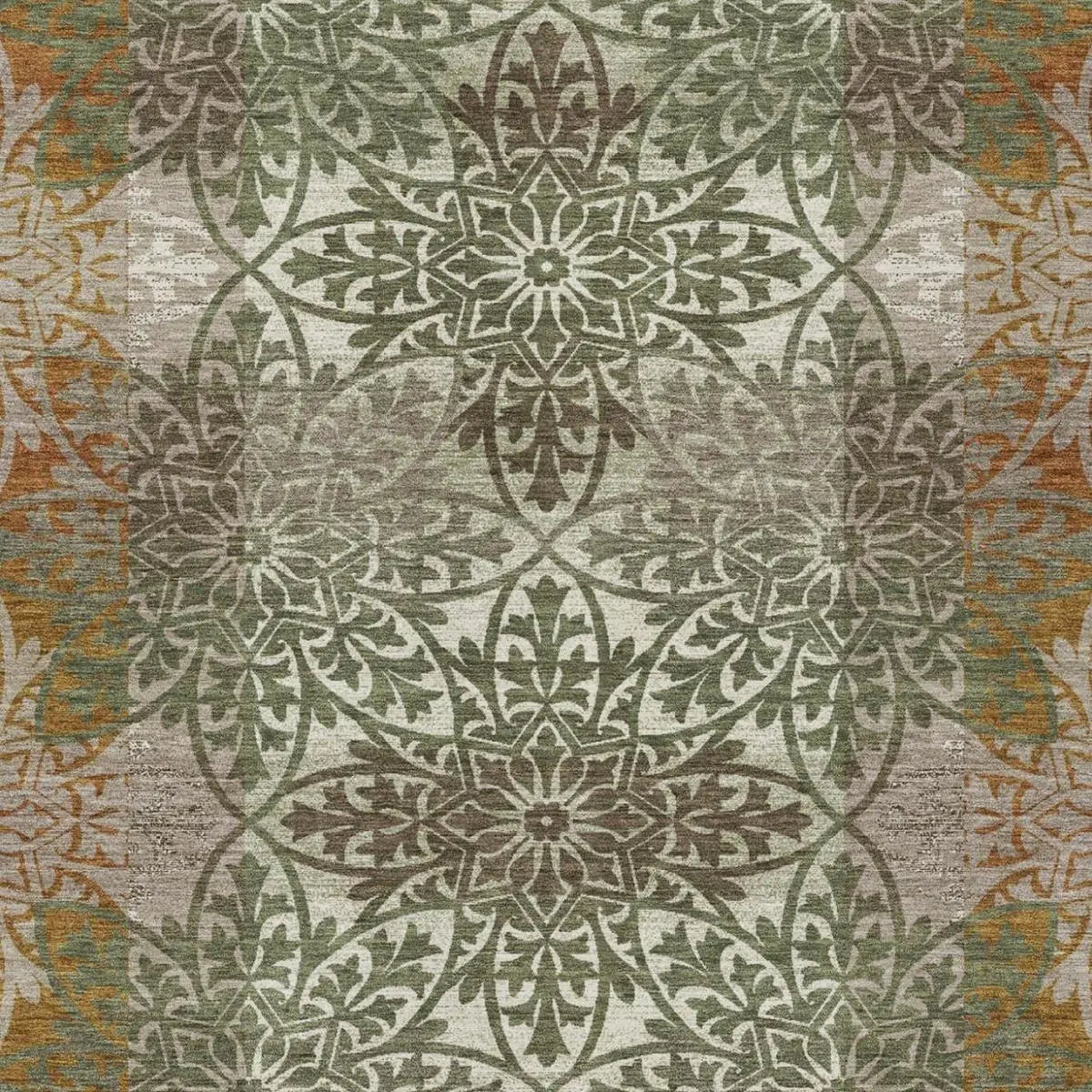 3' X 5' Olive Green And Green Oriental Washable Indoor Outdoor Area Rug Homeroots Outdoor